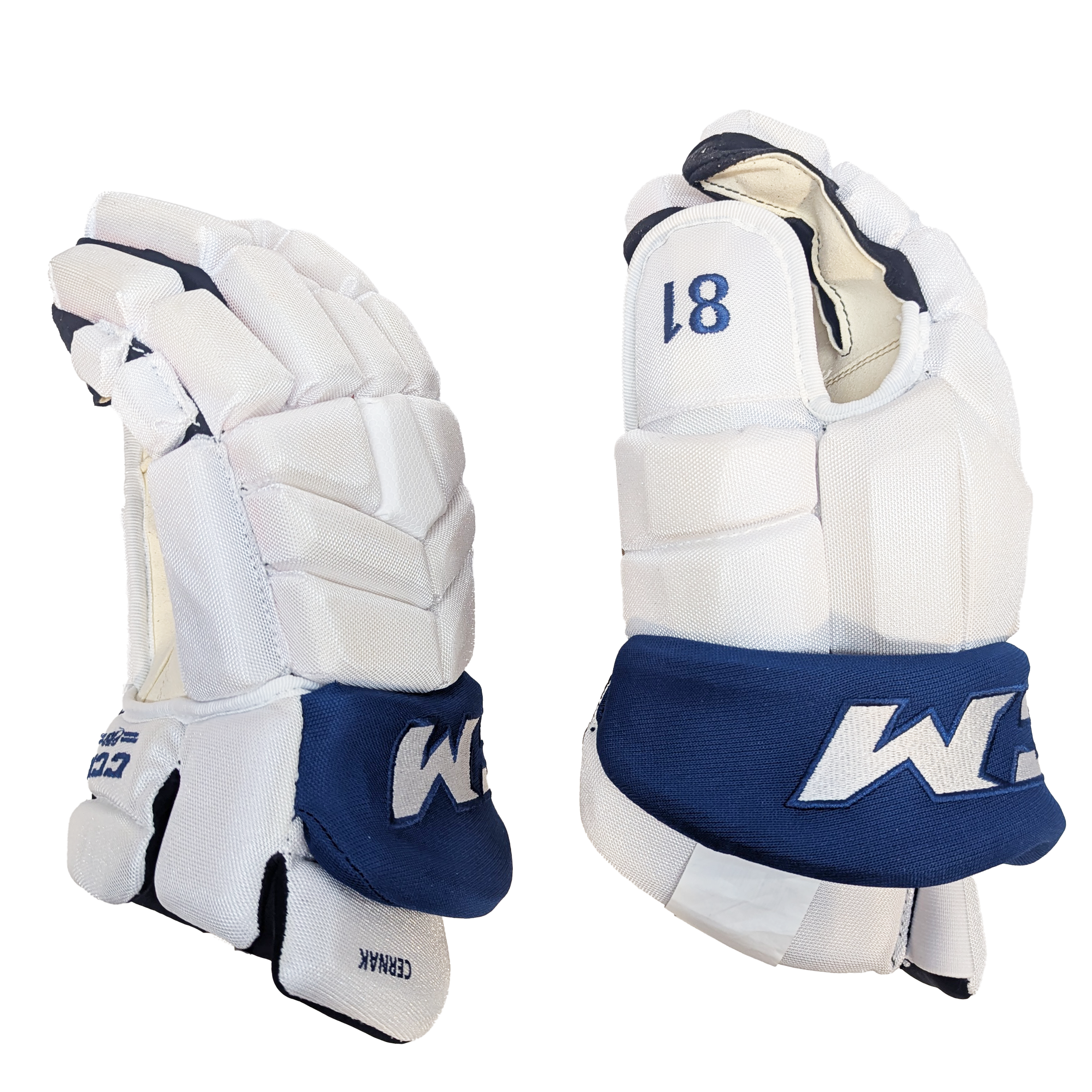 CCM HGTK - NHL Pro Stock Glove - Erik Černák (White/Blue)